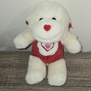 White Teddy Bear Plush Walmart with Red Heart on Chest/Heart on its Nose 9"